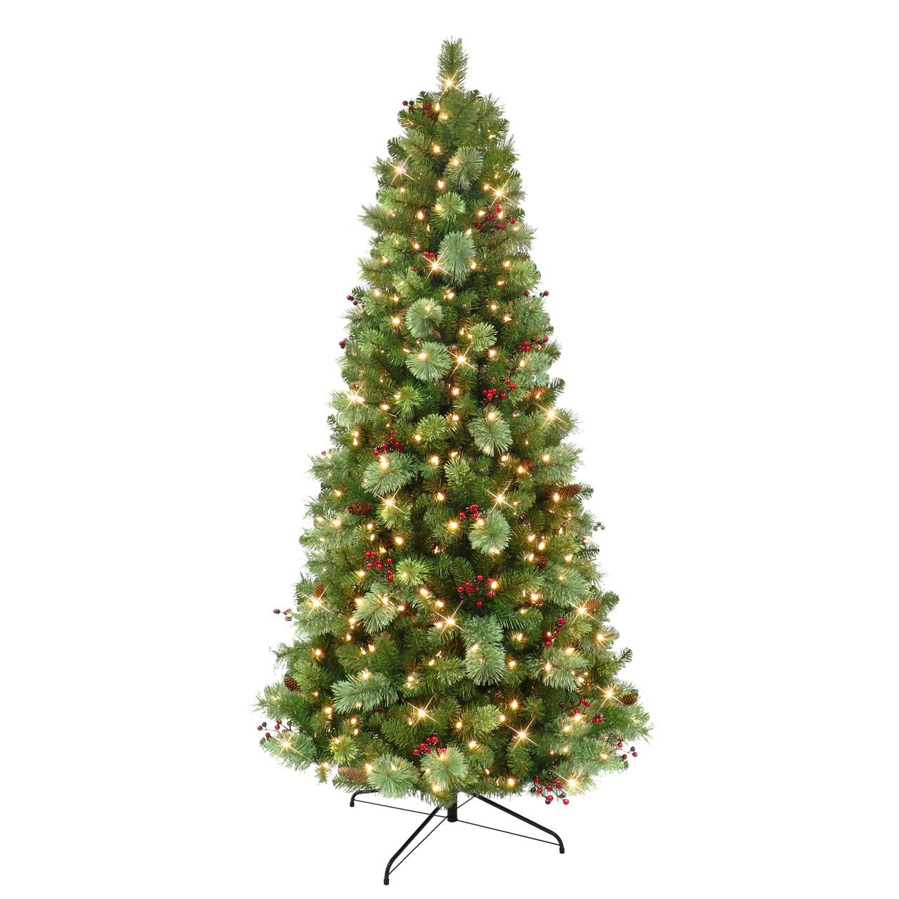 6.5ft. Pre-Lit Washington Spruce Aritificial Christmas Tree, Warm White LED Lights
